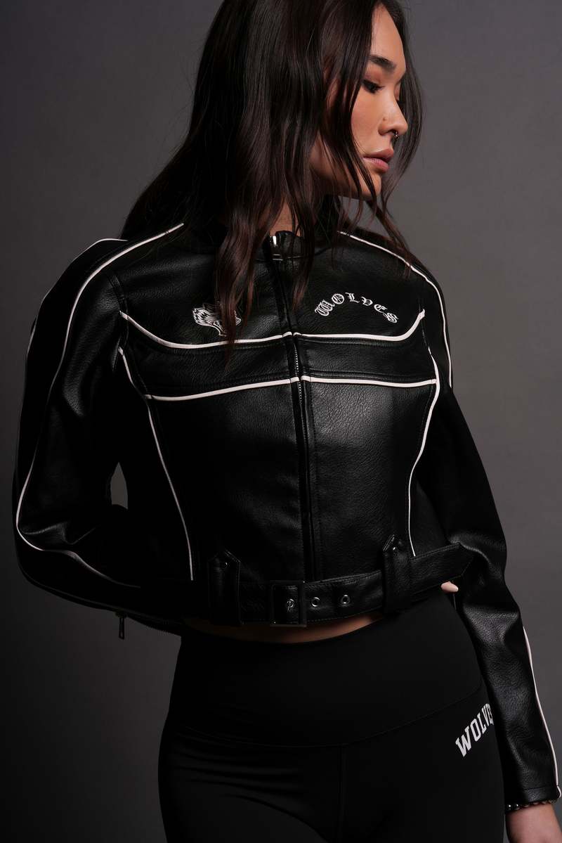 Darc Sport Chopper Wolf Letty Moto Jacket Black/White | NIUWZ-7614