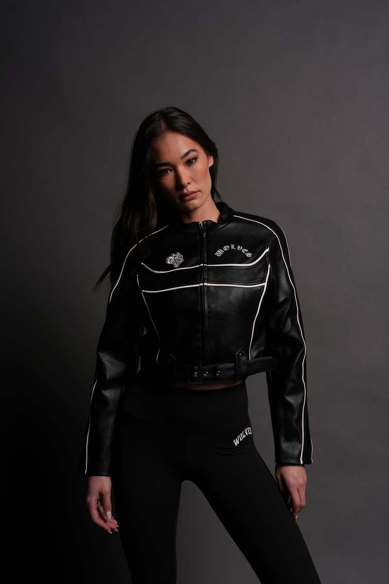 Darc Sport Chopper Wolf Letty Moto Jacket Black/White | NIUWZ-7614