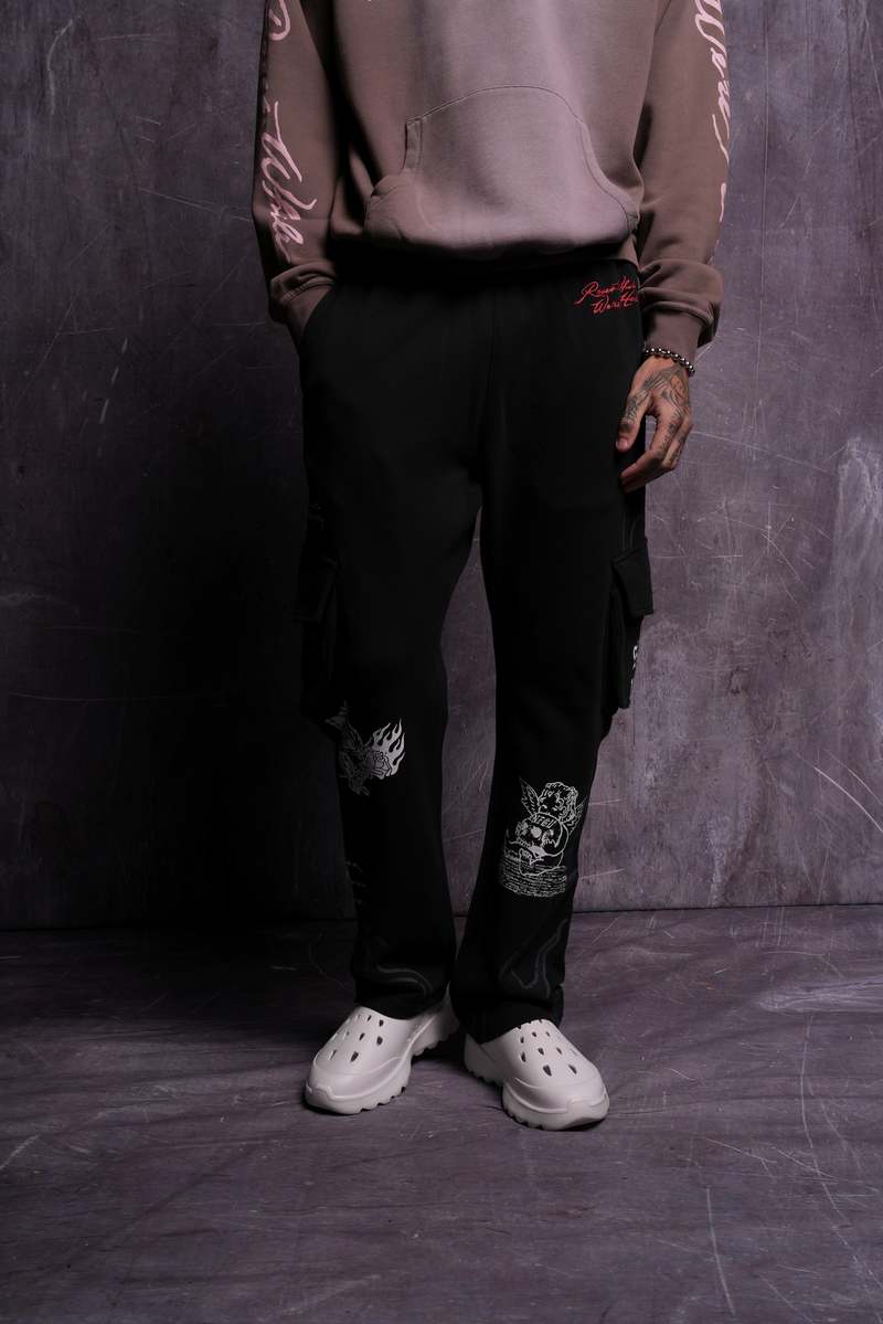 Darc Sport Infernal Bloom Bigelow Cargo Sweat Pants Negros | SGJNT-7820