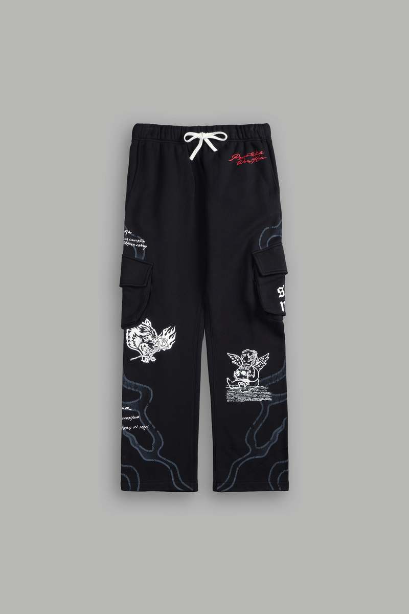 Darc Sport Infernal Bloom Bigelow Cargo Sweat Pants Negros | SGJNT-7820