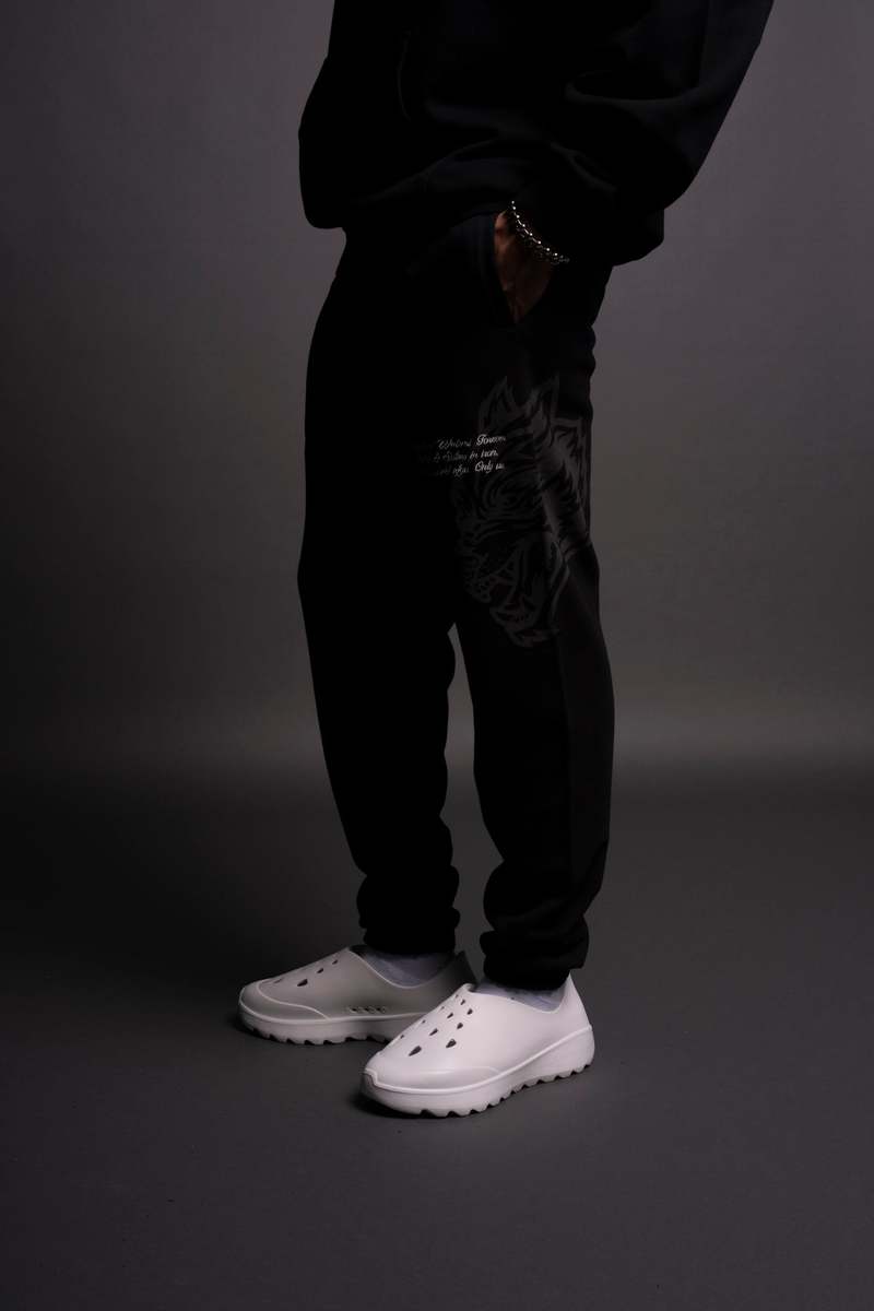 Darc Sport Loyalty Wolf Post Lounge Sweats Negros | YNBXS-1489