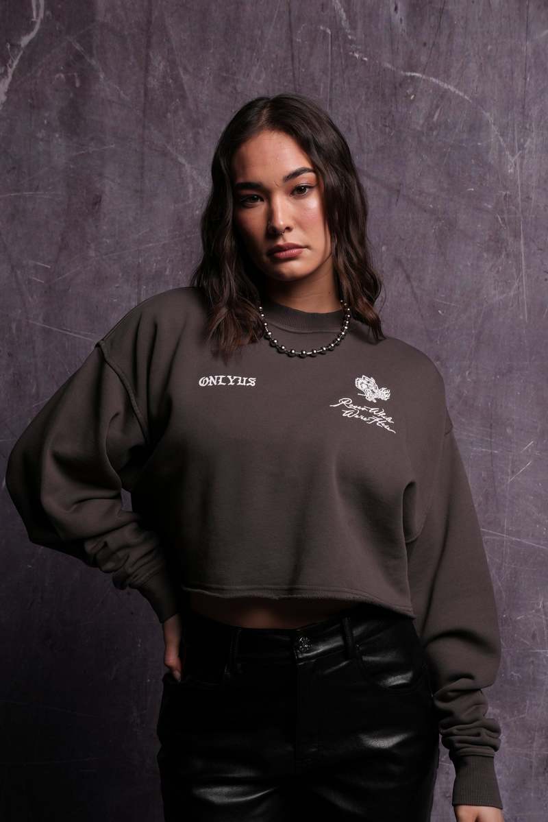 Darc Sport Mori Among Roses London (Cropped) Crewneck Wolf Gray | LMIPJ-4308