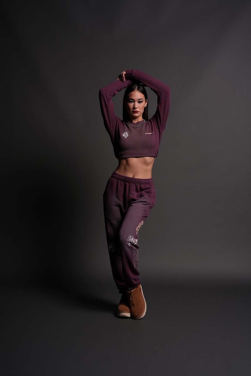 Darc Sport No Weapon Shall Prosper (Cropped) Crewneck Cherry Wine Tonal Sun Fade | HLPMW-8759