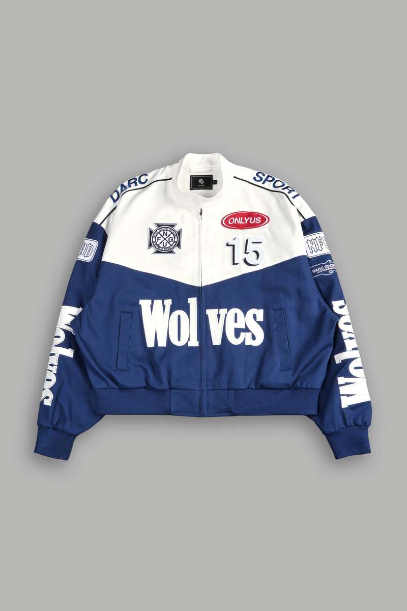 Darc Sport ONLYUS Gordon Unisex Racing Jacket White/Blue | OLDYH-4261