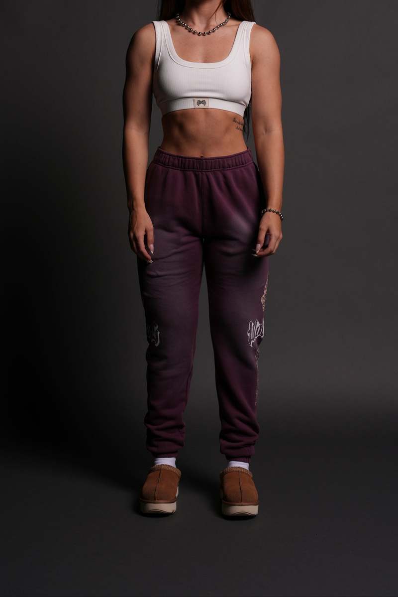 Darc Sport Our Passion She Post Lounge Sweats Cherry Wine Tonal Sun Fade | MZLHJ-0628