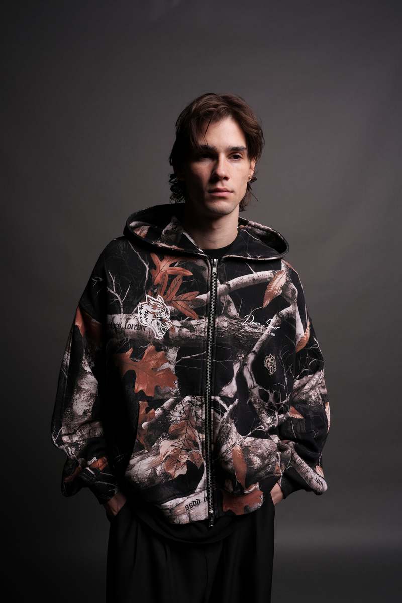 Darc Sport Respect The Wolves Darco Double Zip Hoodie Camuflados | MELIH-6189