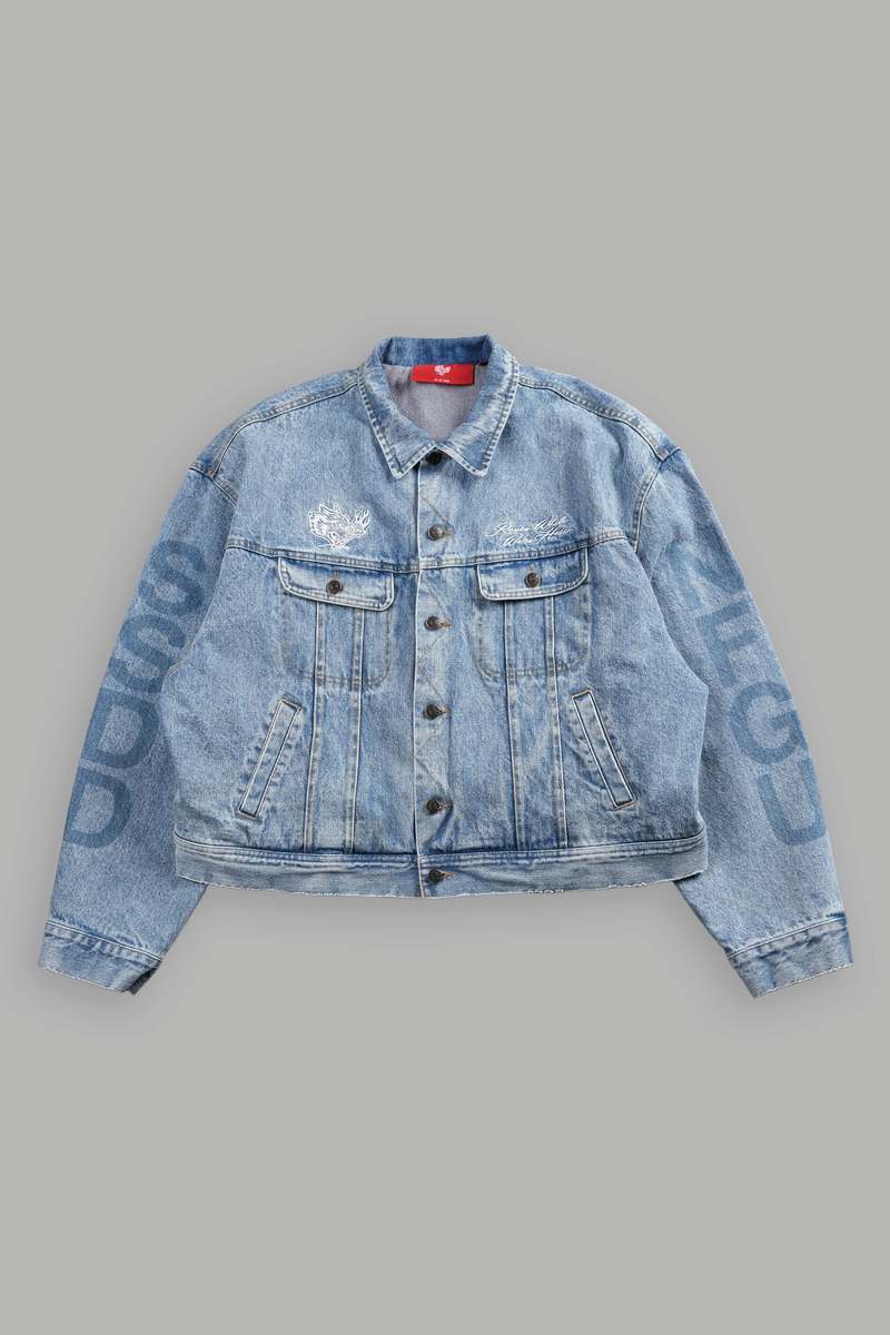 Darc Sport Roses While We're Here Cropped American Denim Jacket Azules | YVMHN-1782