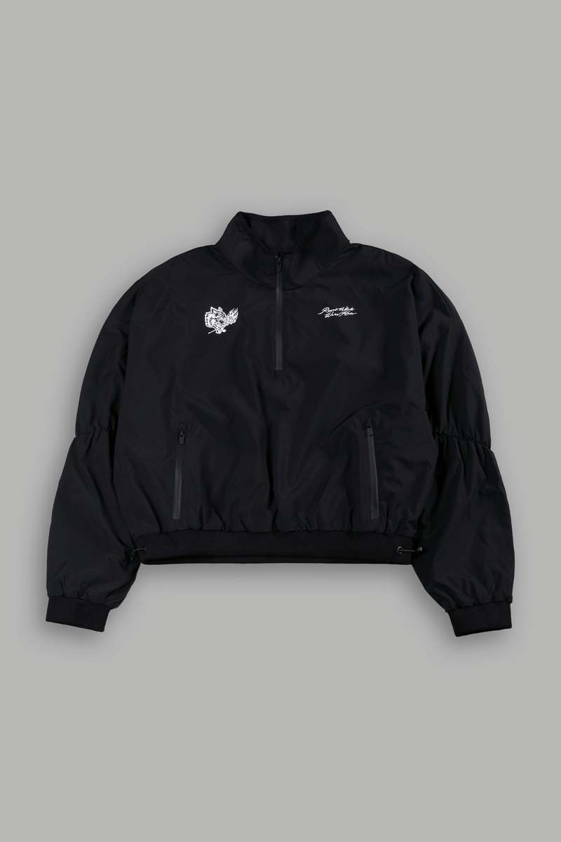 Darc Sport Roses While We're Here Cropped Zip Mockneck Sweater Negros | GXZJF-4398