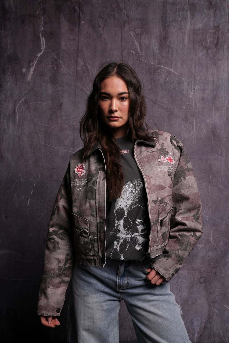 Darc Sport Wolves Among Roses Wayland Cropped Jacket Camuflados | SBHPR-5012