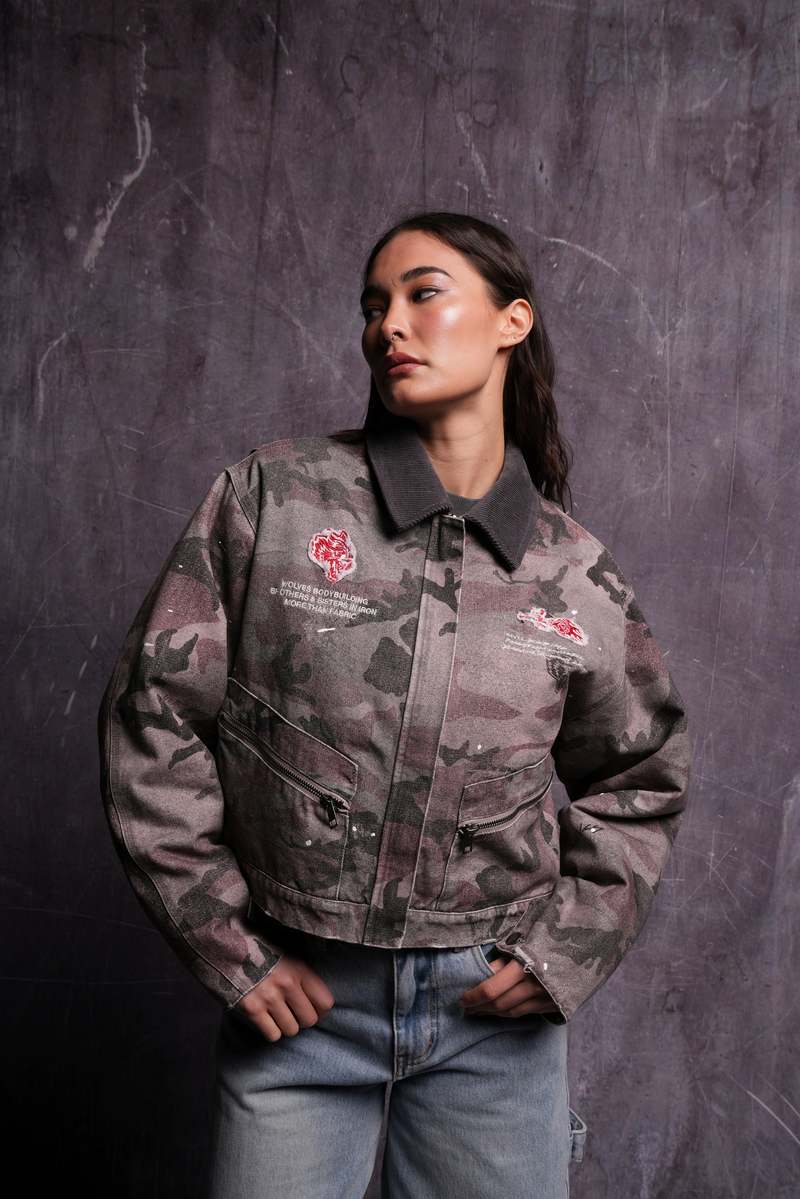 Darc Sport Wolves Among Roses Wayland Cropped Jacket Camuflados | SBHPR-5012